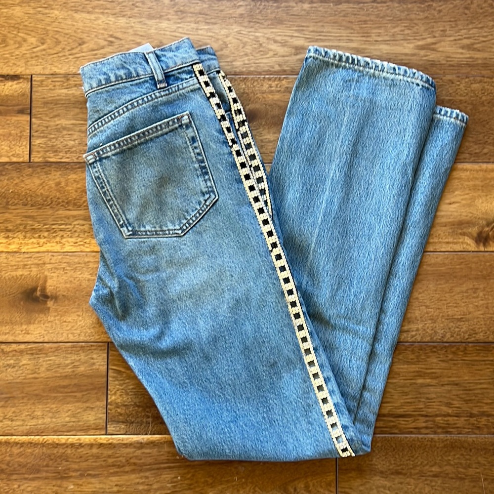 Reformation Crystal High Rise Straight Long Jeans